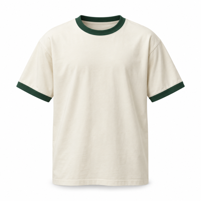 Cream Green Ringer T-Shirt HG-ST-02