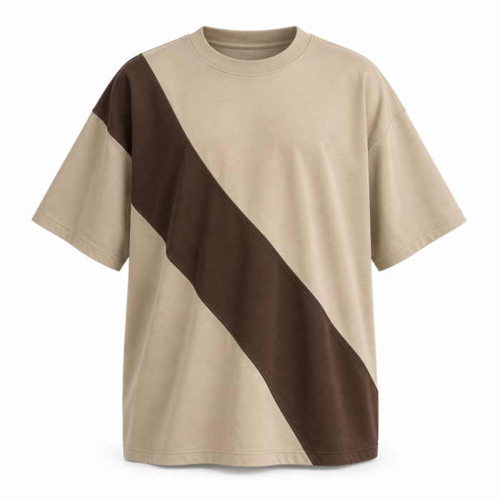 Sand Diagonal Panel T-Shirt HG-ST-03