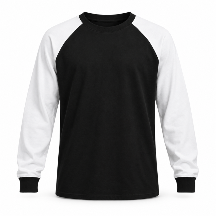 Black White Raglan Long Sleeve T-Shirt HG-ST-04