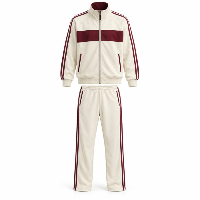 Cream Burgundy Retro Tracksuit HG-TS-03