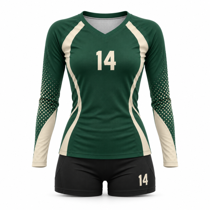 Forest Green Long Sleeve Volleyball Uniform HG-VU-03